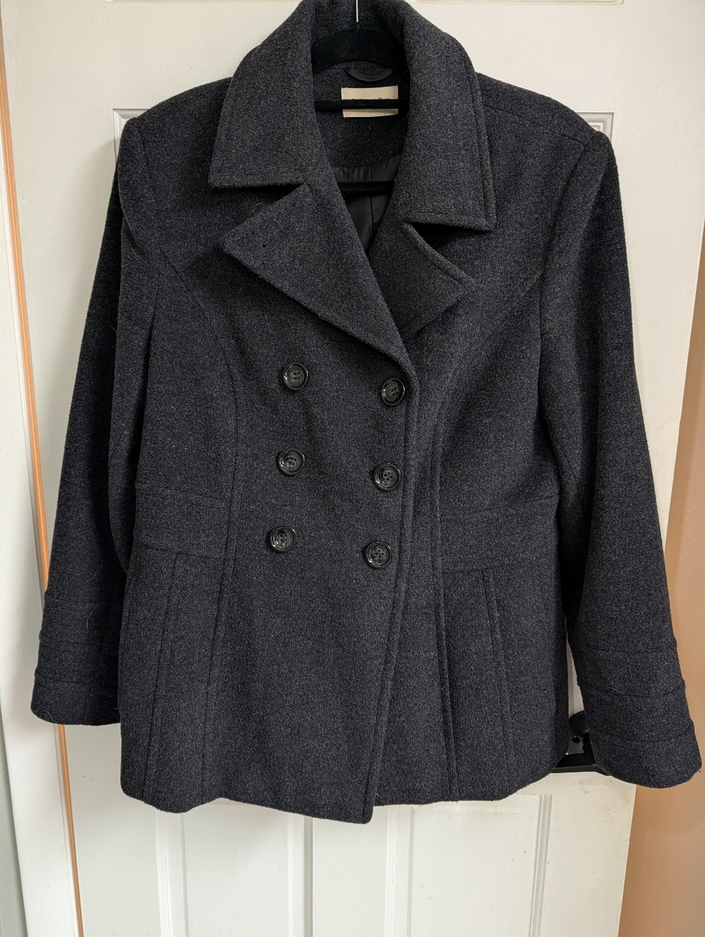 St. John's Bay Charcoal Gray Double-Breasted Peacoat